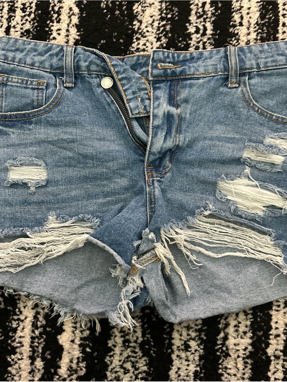 SHEIN Light Blue Distressed Denim Jean Shorts
